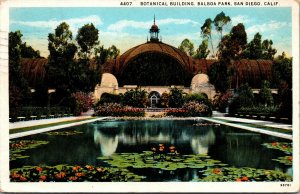 Vtg 1920's Botanical Building Bolboa Park San Diego California CA Postcard