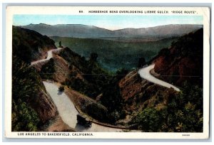 Bakersfield California CA Postcard Los Angeles Horseshoe Bend Overlooking c1930