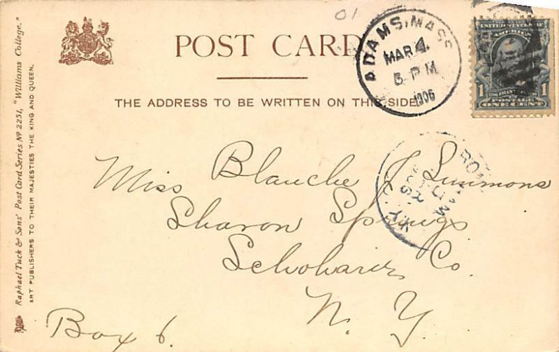 Williams College, Thompson Memorial Chapel College 1906 