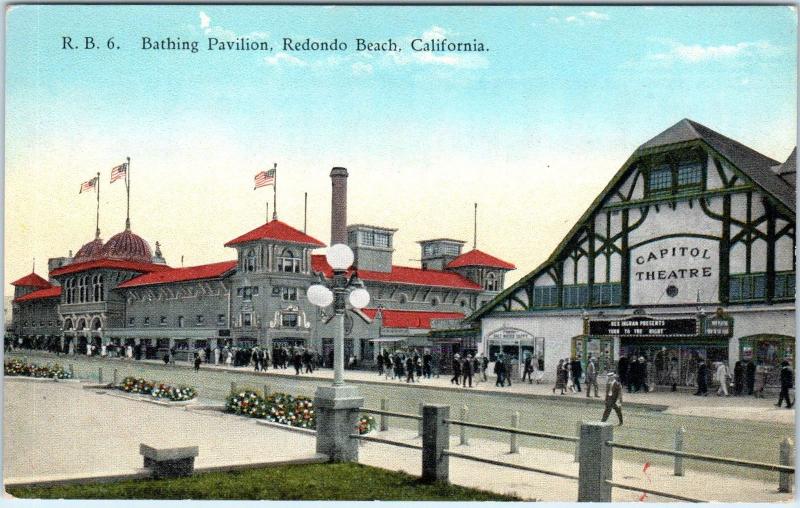 REDONDO BEACH, CA    CAPITOL  THEATRE & Bathing  Pavilion   c1910s   Postcard