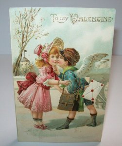 Valentines Day Postcard Angel Boy With Wings 6217 6221 Embossed German