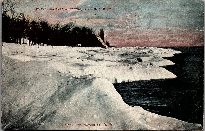 1908 Calumet Michigan Lake Superior Winter Snow Kropp Publishing ...