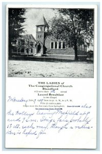 1908 Congregational Church Advertising Blandford Massachusetts MA Thick Postcard 