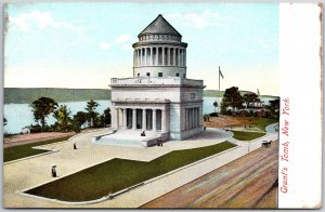 New York City NY, Giant's Tomb, Riverside Park, Trees, Lawn, Vintage Postcard