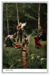 Vintage 1900's Postcard Deer Hunters with their Hounds on the Trail - Shot High