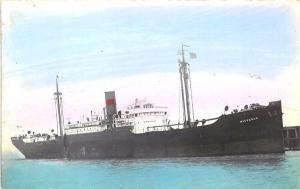 Waukegan Cargo Steam Ship Tinted Real Photo 2 RPPC Postcard