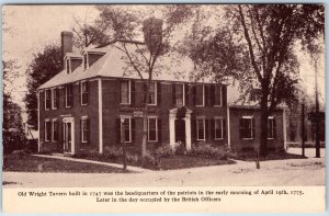 c1930s Concord, MA Old Wright Tavern 1747 Revolutionary War Headquarters PC A242