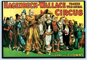 HAGENBECK WALLACE CIRCUS Army of Clowns 4x6 Poster Style Repro Postcard