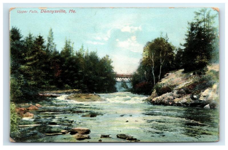 Postcard Upper Falls, Dennysville, Maine ME H2