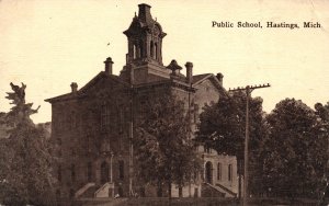 Vintage Postcard Public School Campus Building Hastings Michigan M.G. Sebald Pub