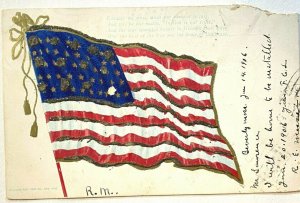 American Flag patriotic postcard nice rendering glitter mica c1906 undivided