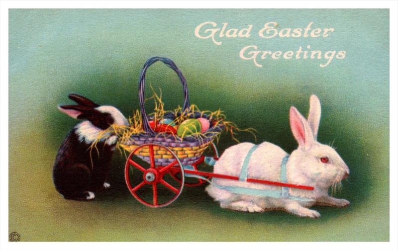 Easter   Rabbit pulling wagon