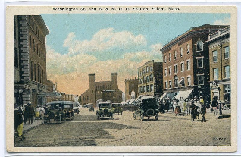 Washington Street B&M Railroad Depot Salem Massachusetts 1920c postcard