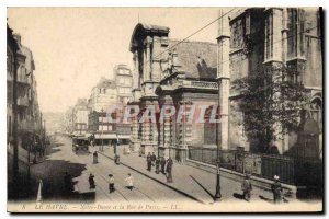 Old Postcard Le Havre Notre Dame and Rue de Paris