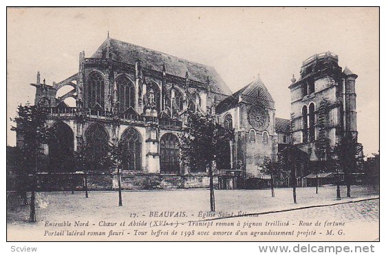 Ensemble Nord, Portail Lateral Roman Fleuri, Eglise Saint-Etienne, Beauvais, ...