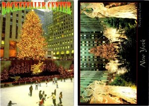 2~4X6 Postcards NY, New York City ROCKEFELLER CENTER Ice Skating Rink/XMAS Tree