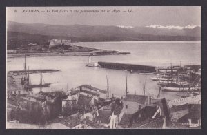 FRANCE, Postcard RPPC, Antibes, Fort Carré and panoramic view of the Alps