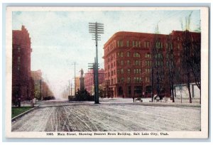 c1920 Main Street  Deseret News Building Dirt Road Salt Lake City UT Postcard 