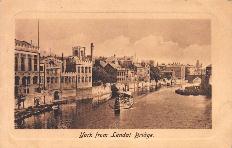 View of York, England, from Lendal Bridge, Early Postcard, Unused