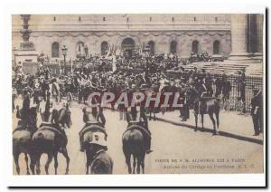 Visit SML Alfonso XIII in Paris Old Postcard Arrival of the procession to the...