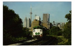 GO Transit Train, Danforth Hill, Toronto, Ontario, CN Tower