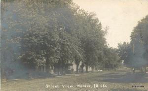 C-1910 Tazewell County Street View Minier Illinois RPPC Real Photo postcard 768