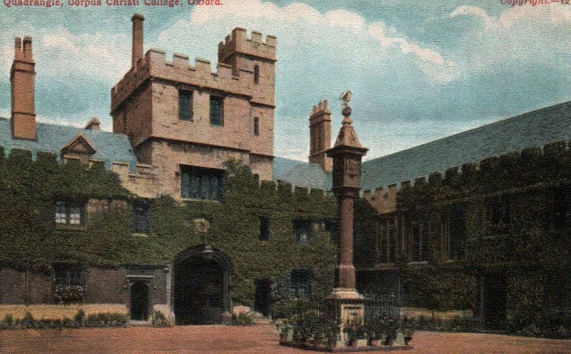 Oxford England UK Corpus Christi College Quadrangle Vintage Postcard 