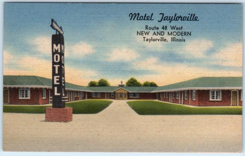 WATSEKA, Illinois  IL  Roadside  MOTEL TAYLORVILLE  c1940s Linen Postcard