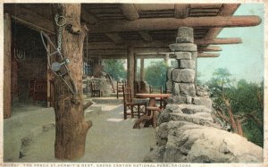 Vintage Postcard 1920s Porch at Hermit's Rest Grand Canyon National Park Arizona