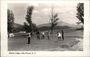 Alpine Lodge Golf Course Lake Placid NY c1940s Real Photo Postcard