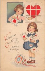 J23/ Valentine's Day Love Holiday Postcard c1910 Girls Cute  59