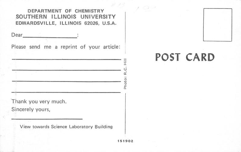 Edwardsville IL~Southern Illinois University in Fall~Chemistry Department~1970s 