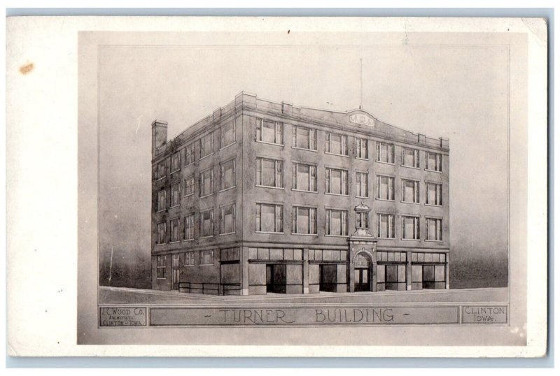 Clinton Iowa IA Postcard Turner Building c1910 Antique Unposted RPPC Photo