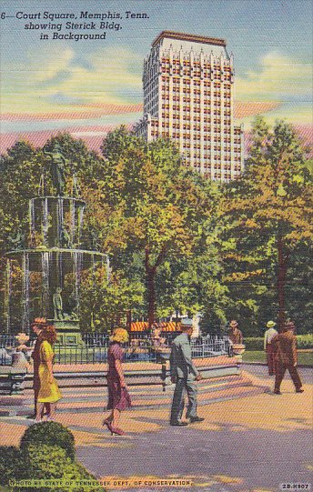 Court Square Showing Sterick Building Memphis Tennessee Curteich