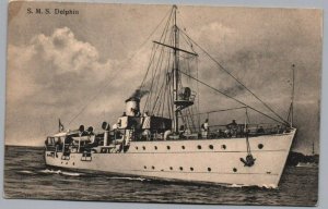 German Navy WWI Postcard c.1910s SMS Delphin