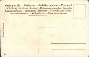 Easter Fantasy Children Approach Giant Dressed Rabbit Monocle c1910 Postcard