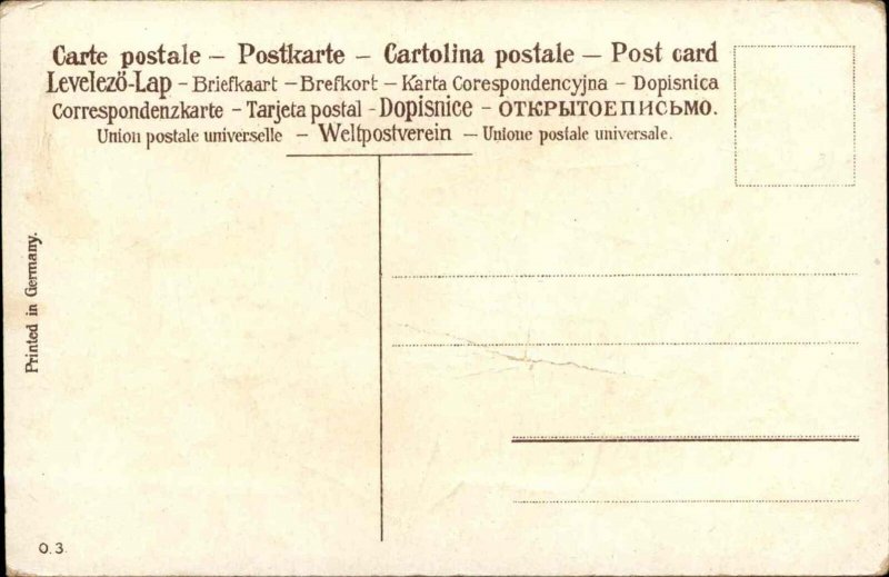 Easter Fantasy Children Approach Giant Dressed Rabbit Monocle c1910 Postcard