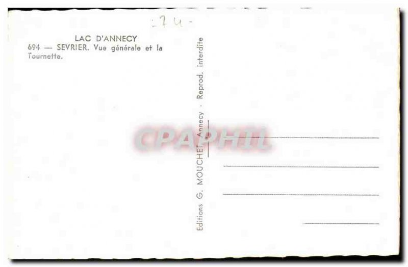 lake & # 39Annecy Postcard Modern Sevrier General view and the Spinner