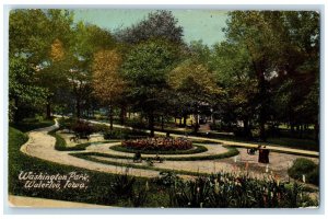 c1910 Washington Park Exterior Garden Waterloo Iowa IA Vintage Antique Postcard