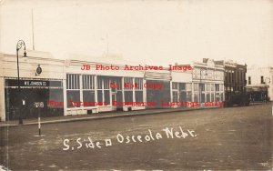 NE, Osceola, Nebraska, RPPC, South Side Square, Business Area, A.E. Hanna Photo