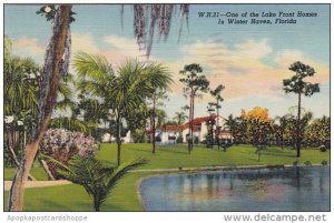 Florida Winter Haven One Of The Lake Front Homes In Winter Haven 1942