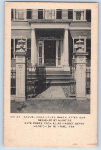 c1940 Salem Massachusetts MA Postcard Samuel Cook House Gate Elias Hakset Derby