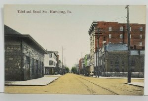 Harrisburg Pa Third and Broad Sts Postcard P17