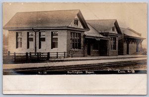 K36/ Crete Nebraska RPPC Postcard c1910 Burlington Railroad Depot 99