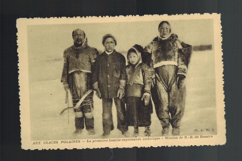 1900s Mint Postcard First Catholic Eskimo Family Alaska Native American Glaciaer