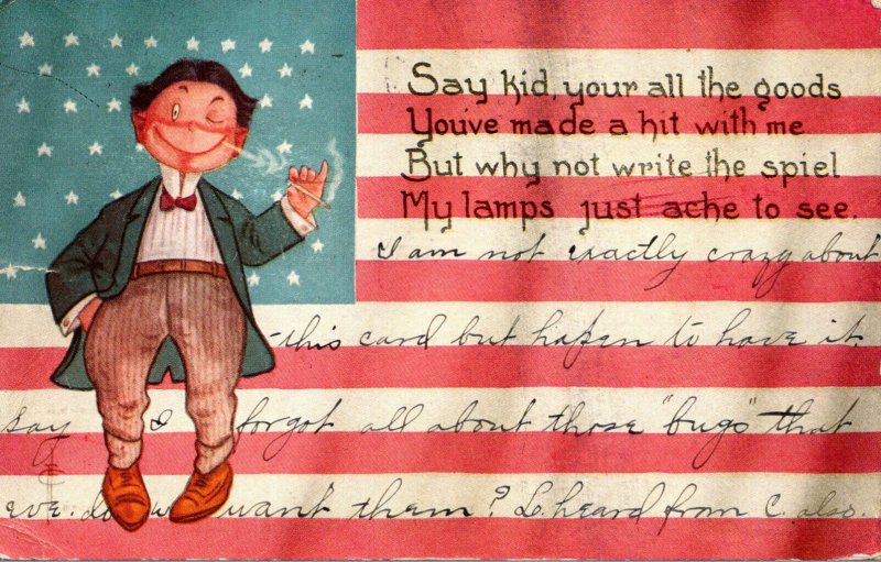 Humour World Beater Series Kid Sitting On Flag 1911