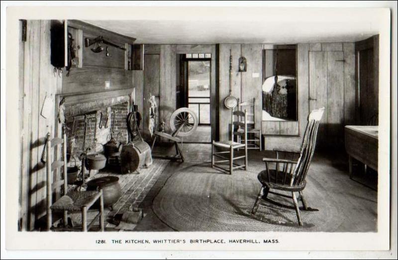 RPPC - Kitchen, Whittier's Birthplace, Haverhill MA