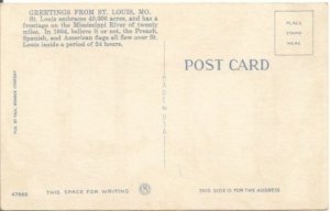 Vintage Postcard Large Letter State Souvenir - St. Louis MO Saint Louis Missouri