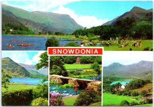 VINTAGE POSTCARD CONTINENTAL SIZE MULTIPLE SCENES OF SNOWDONIA WALES U.K.