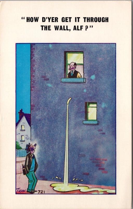 Man Peeing Urinating Hobo Drunk Comic Humour Trow Constance 721 Postcard D40